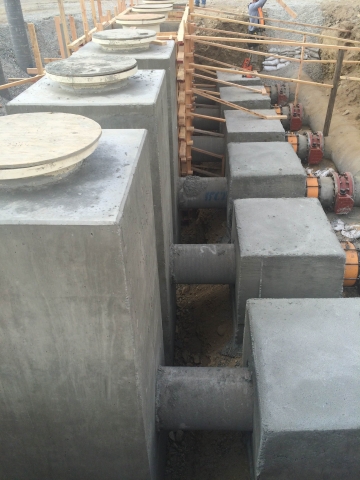 We built the concrete encasements for these water treatment plant pumps